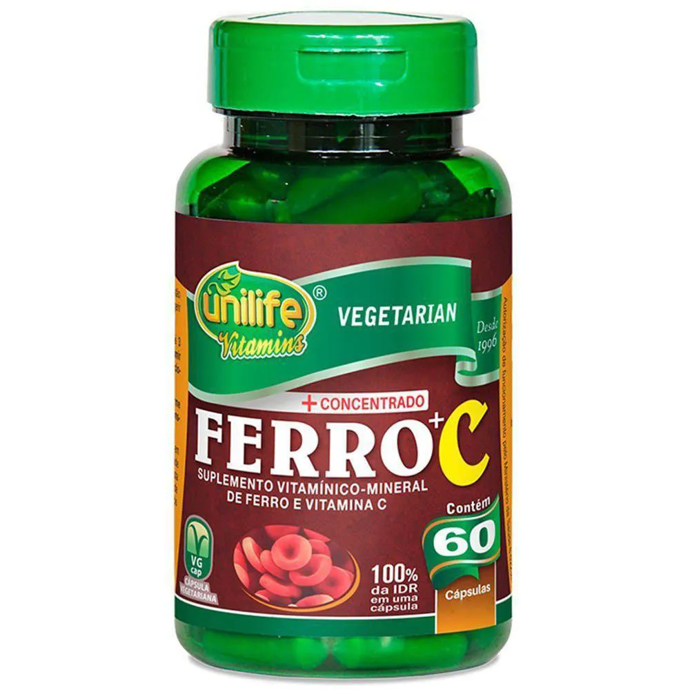 Ferro + Vit. C 500mg 60 cápsulas - Unilife