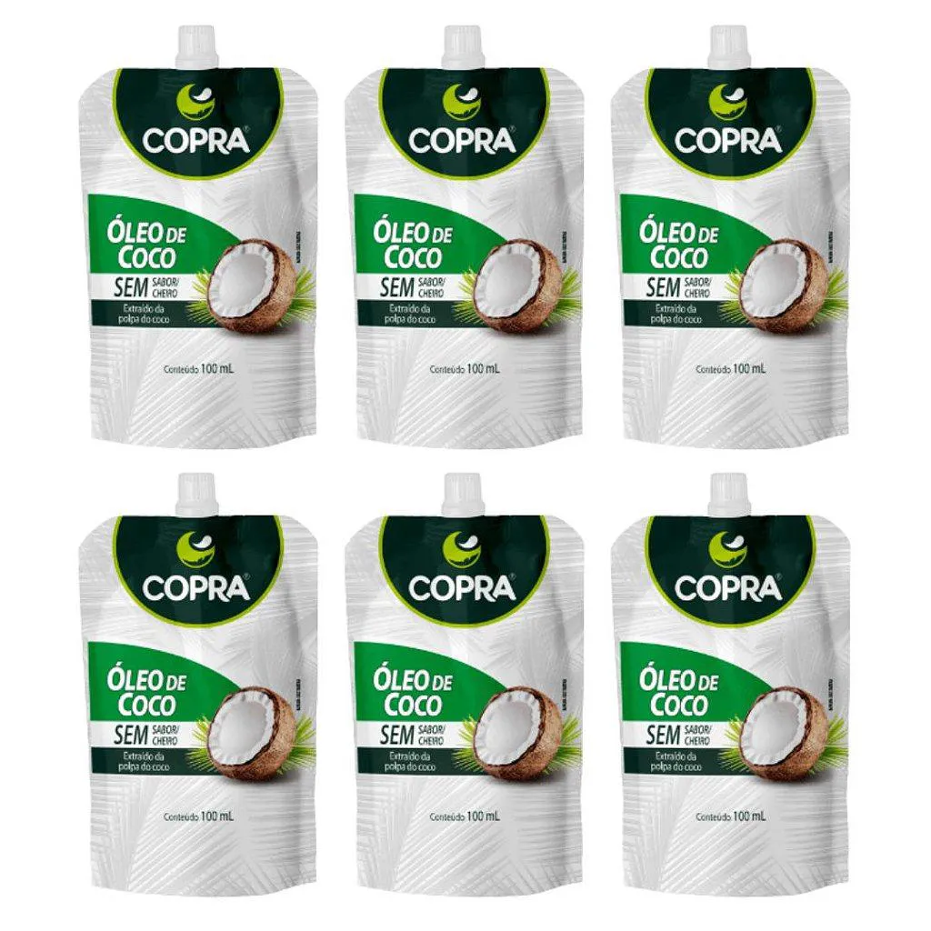 Kit 6uni Óleo de Coco (sem Sabor) 100ml Pouch - Copra