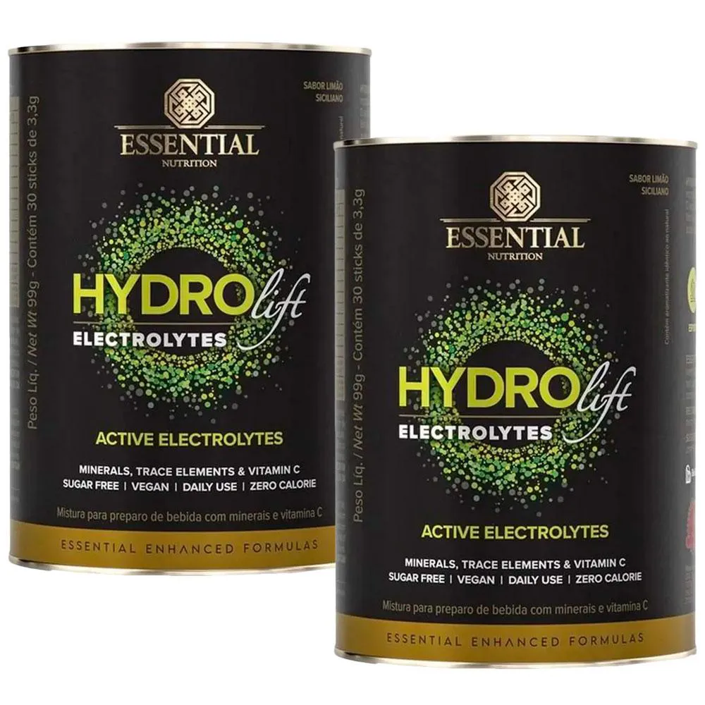 Kit 2x Hydrolift Electrolytes + Vitamina C - (30 Sticks Cada) - Essential Nutrition Limão