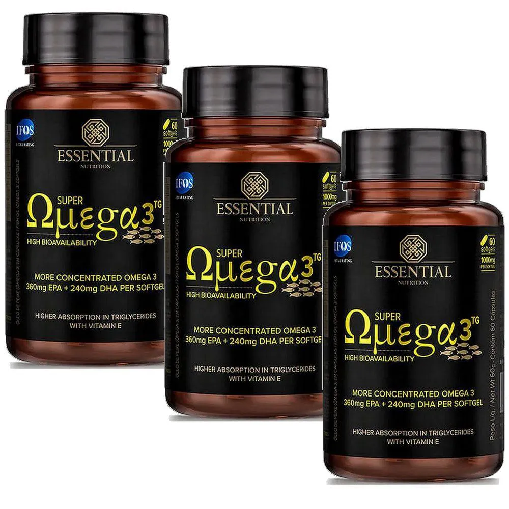 Kit 3x Super Omega 3 Tg (60 cápsulas Cada) 1000mg - Essential Nutrition