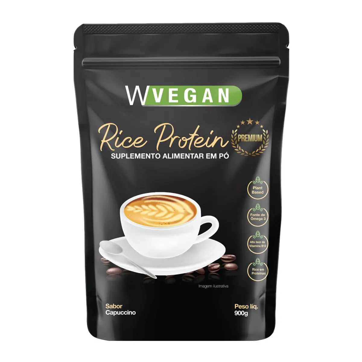 Proteína de Arroz Wvegan Rice Protein Premium Capuccino Vegano 900g