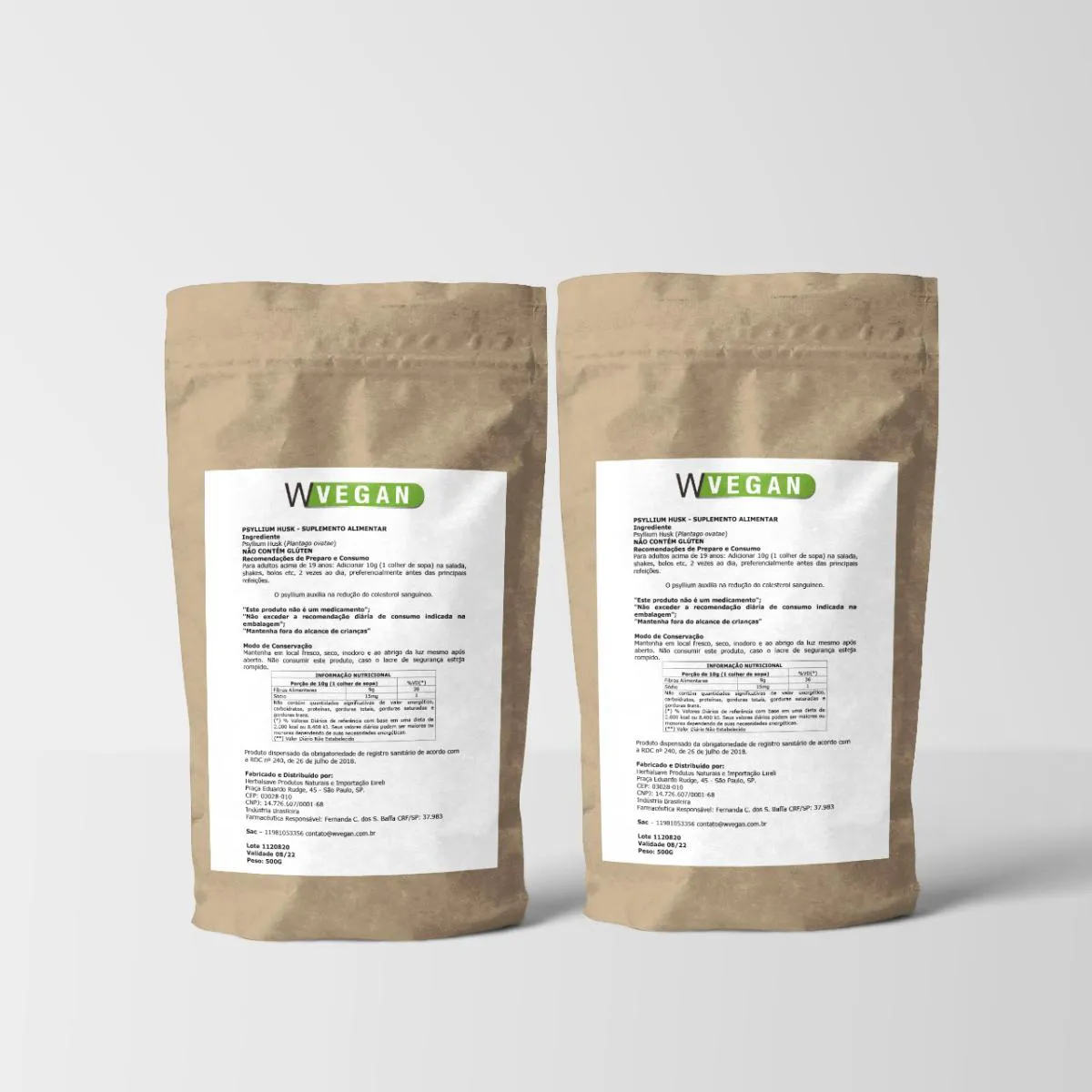 Psyllium Po Puro 1kg Embalagem Refil Wvegan Psillium Vegano