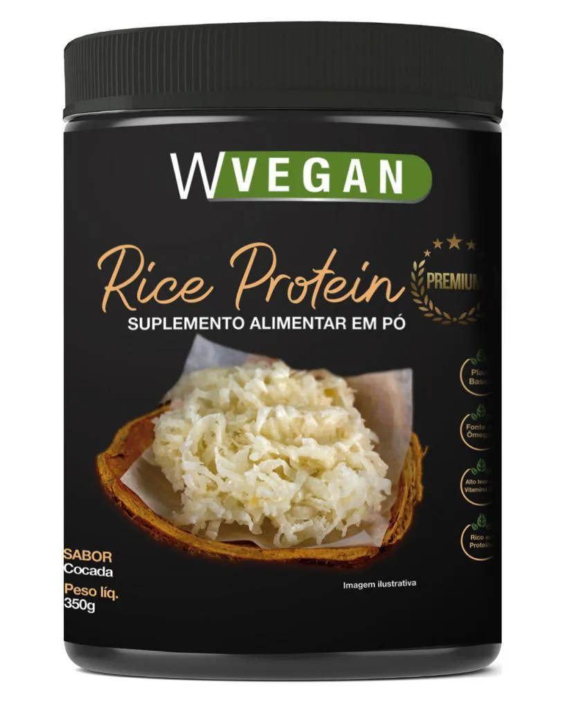 Rice Protein Premium 350g Wvegan Sabor Cocada Proteina de Arroz