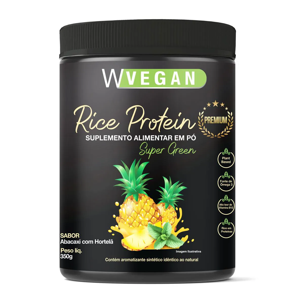 Rice Protein Premium 350g Wvegan Sabores Rice Protein Premium 350g Wvegan Sabor Abacaxi com Hortela Vegano