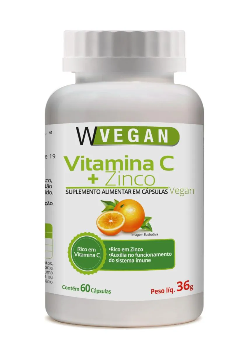 Vitamina C 500mg + Zinco 60 Capsulas Wvegan Vegano