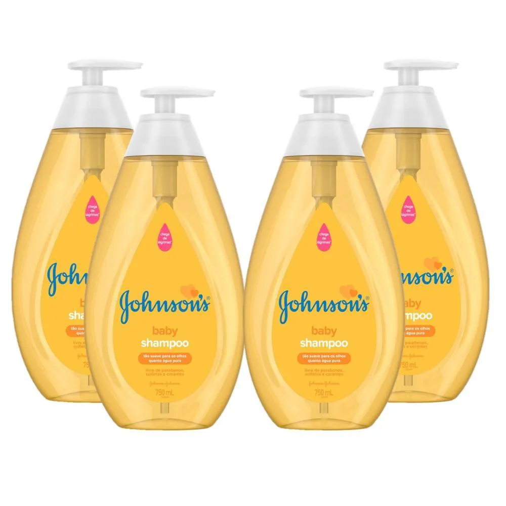 Kit Shampoo Johnson's Baby Regular 750ml com 4 unidades