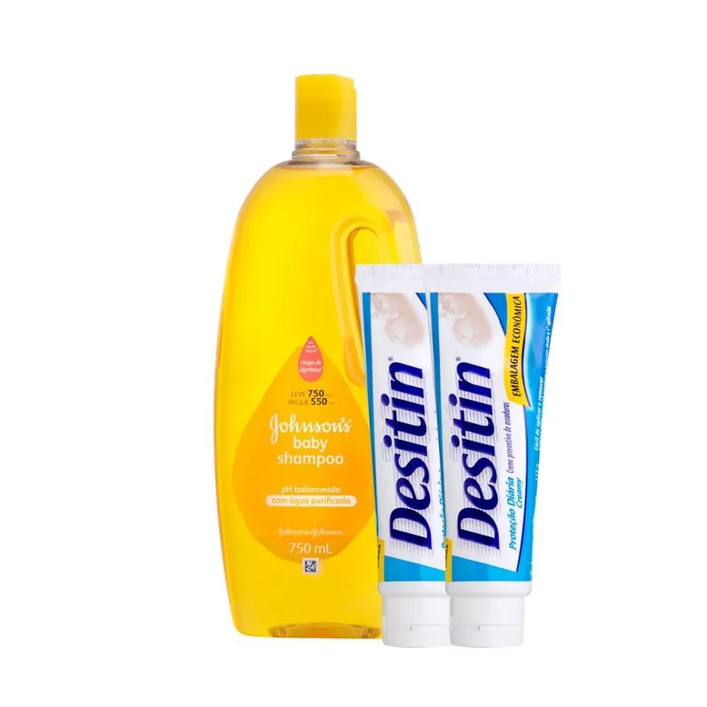 Shampoo Regular Johnsons Baby 750 Ml + 2 Cremes Preventivos de Assadura Desitin 113g