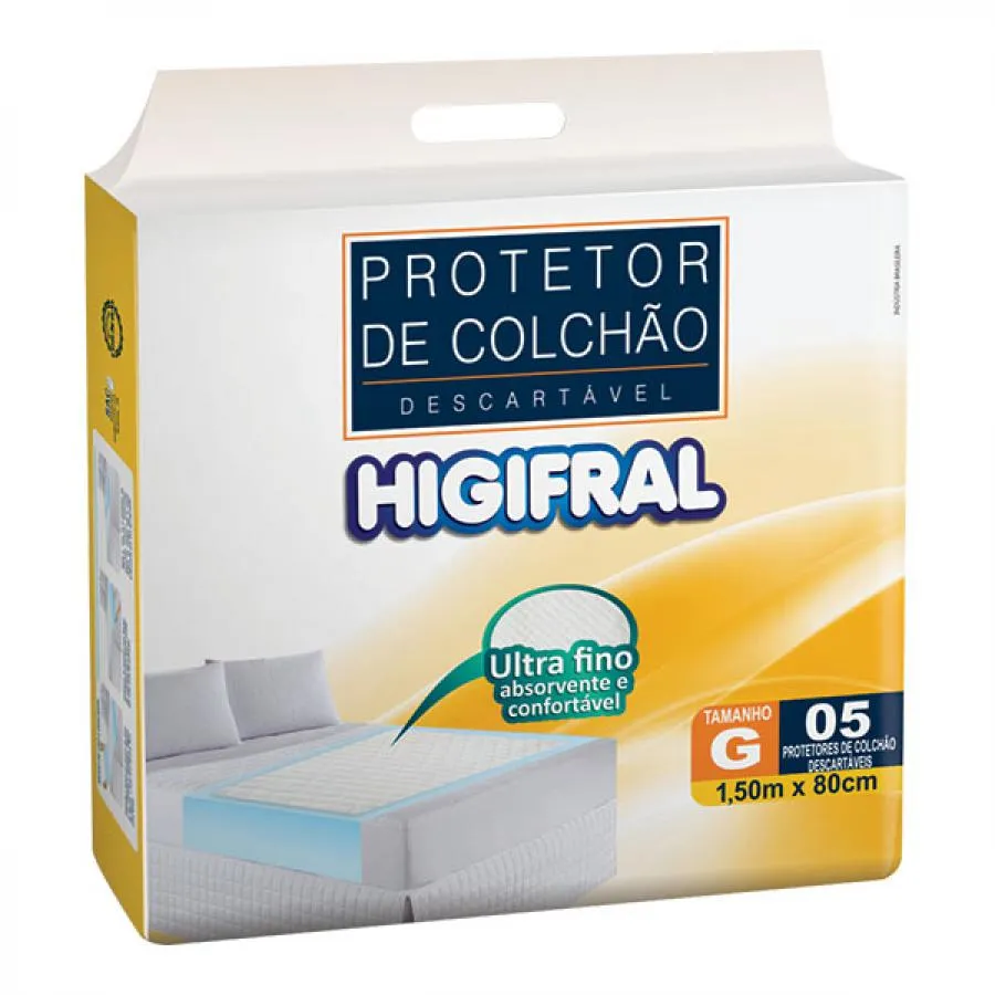Protetor De Colchão Descartável Higifral Tamanho G Com 5 Unidades