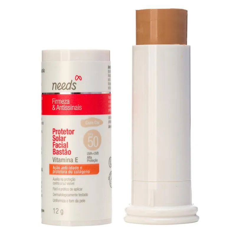 Protetor Solar Facial Needs Firmeza & Antissinais FPS 50 Com Cor Bastão 12g