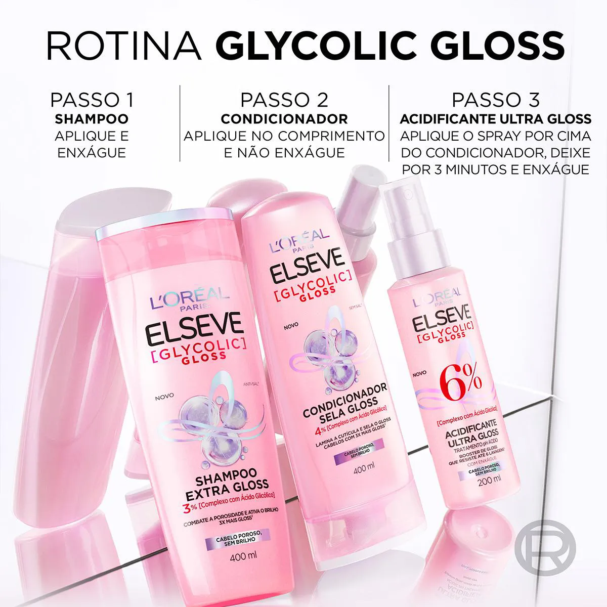 Spray Acidificante Elseve Glycolic Gloss Tratamento Antiporosidade com Ácido Glicólico 200ml