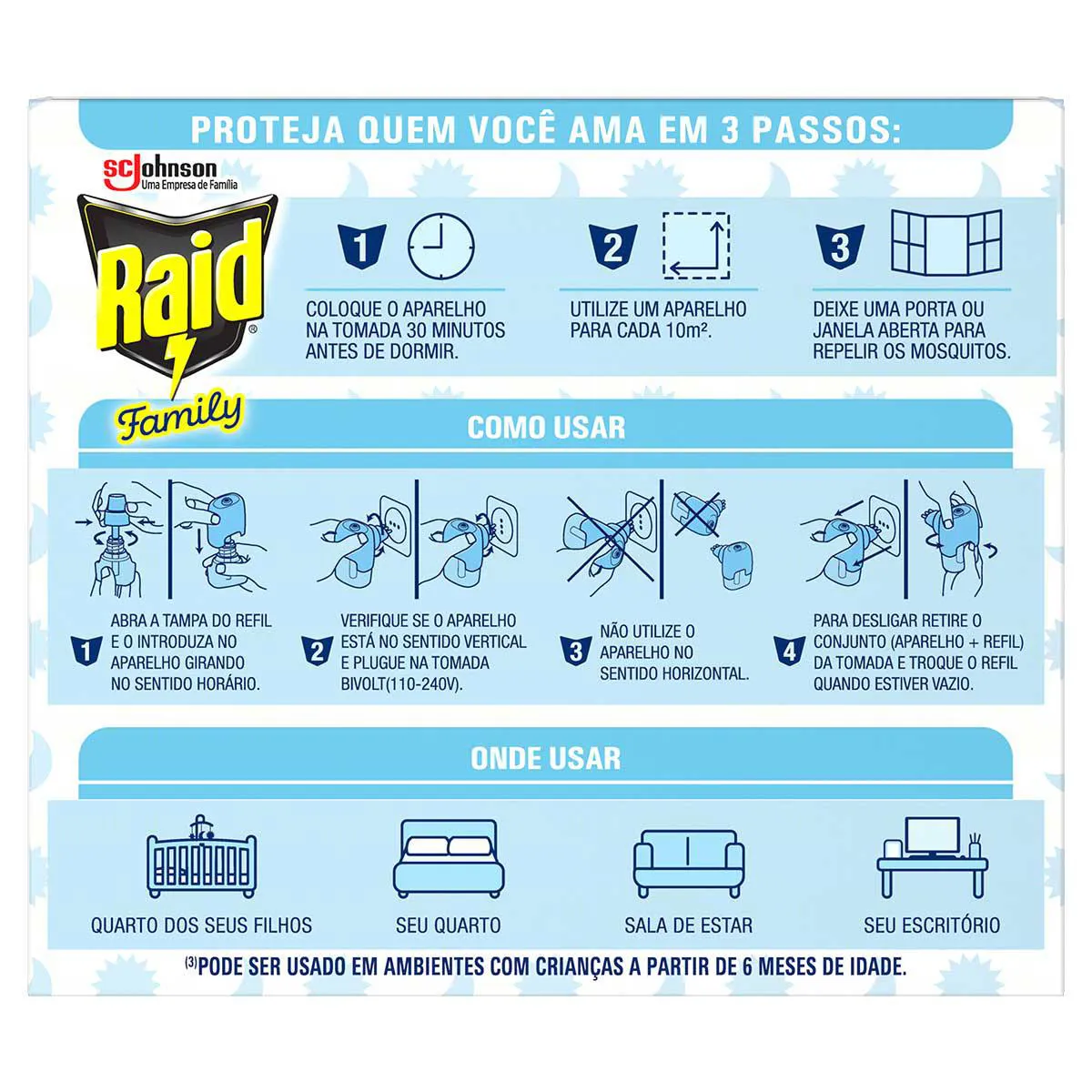 Repelente Líquido Elétrico Raid Family 45 Noites 2 Unidades de 32,9ml cada
