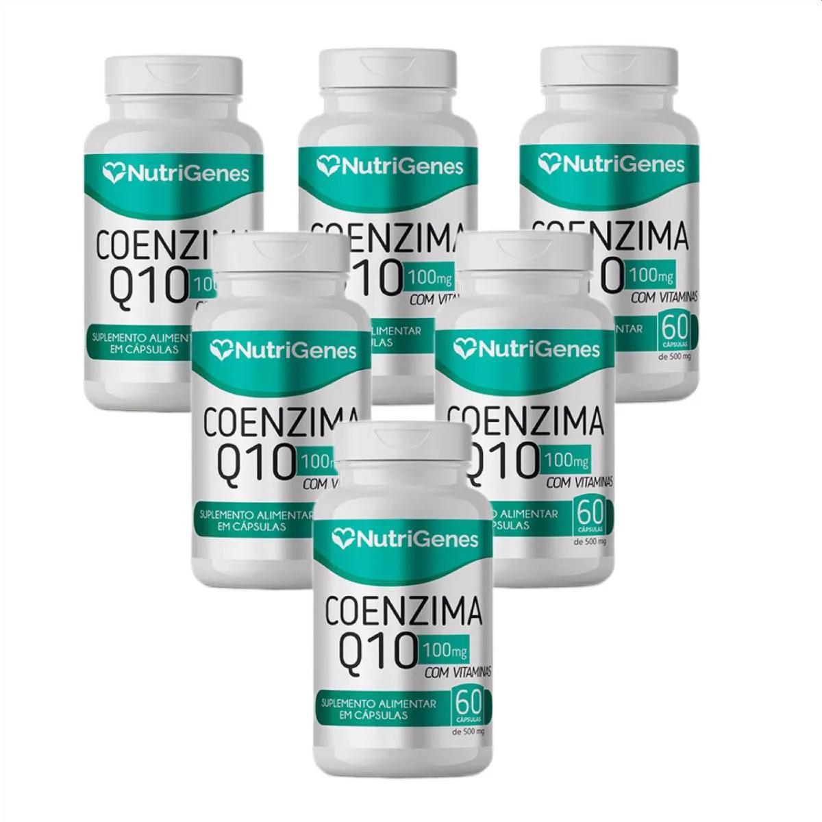 6x Coenzima Q10 Coq10 Nutrigenes - 60 Cápsulas. 100mg + Vitaminas