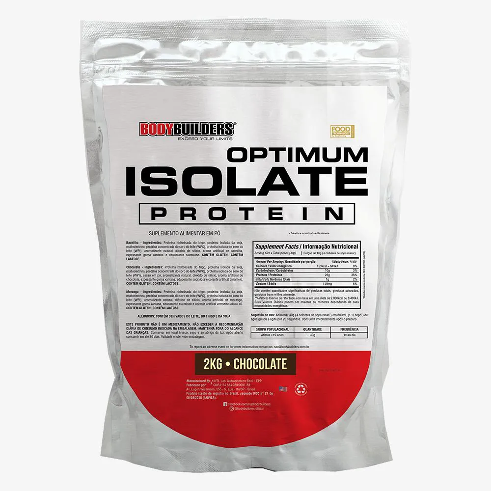 Optimum Isolate Whey Protein 2 Kg - Recuperação Muscular - Bodybuilders Chocolate
