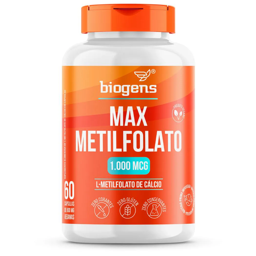 Max Metilfolato 1000mcg, L-metil Folato, 60 Cápsulas, Biogens Neutro