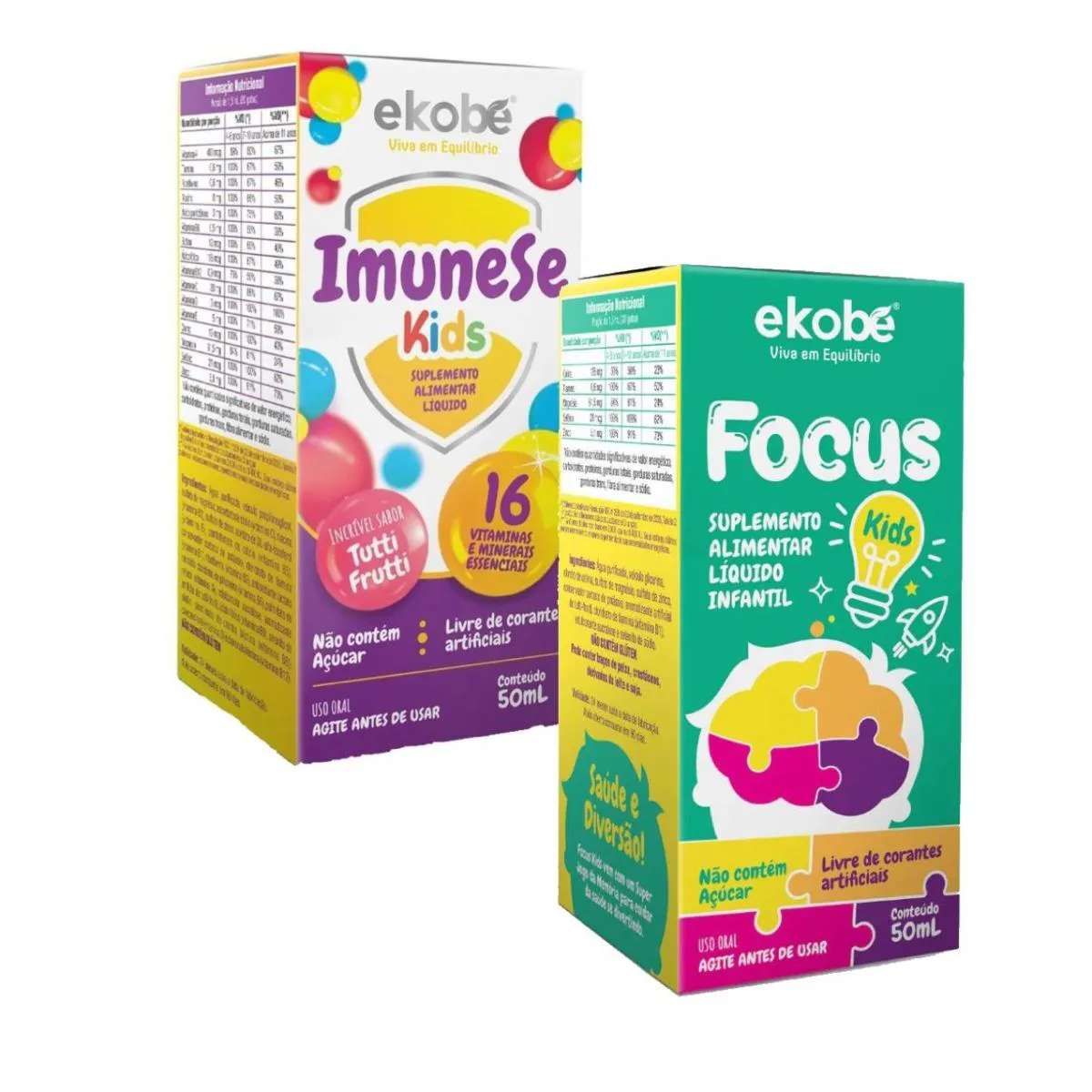 Kit Ekobé Polivitamínico Infantil Focus Kids + Imunese Kids