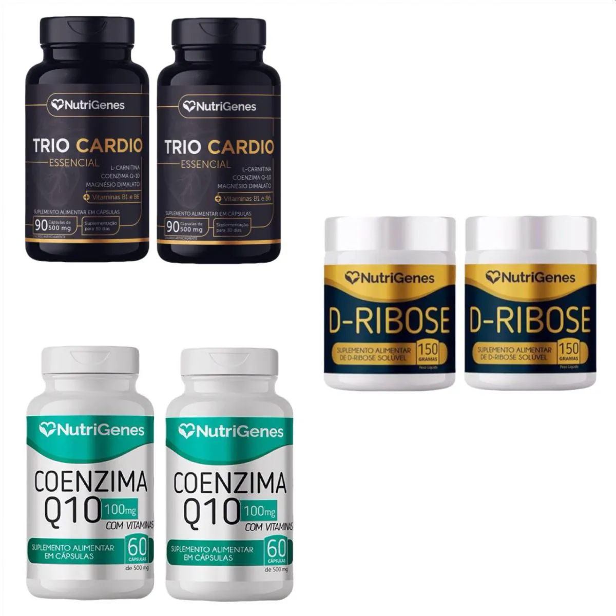 2x Trio Cardio + 2x D Ribose + 2x Coenzima Coq10- Nutrigenes