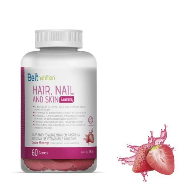 Belt Hair, Nail And Skin Gummy - Morango - 60 Gomas