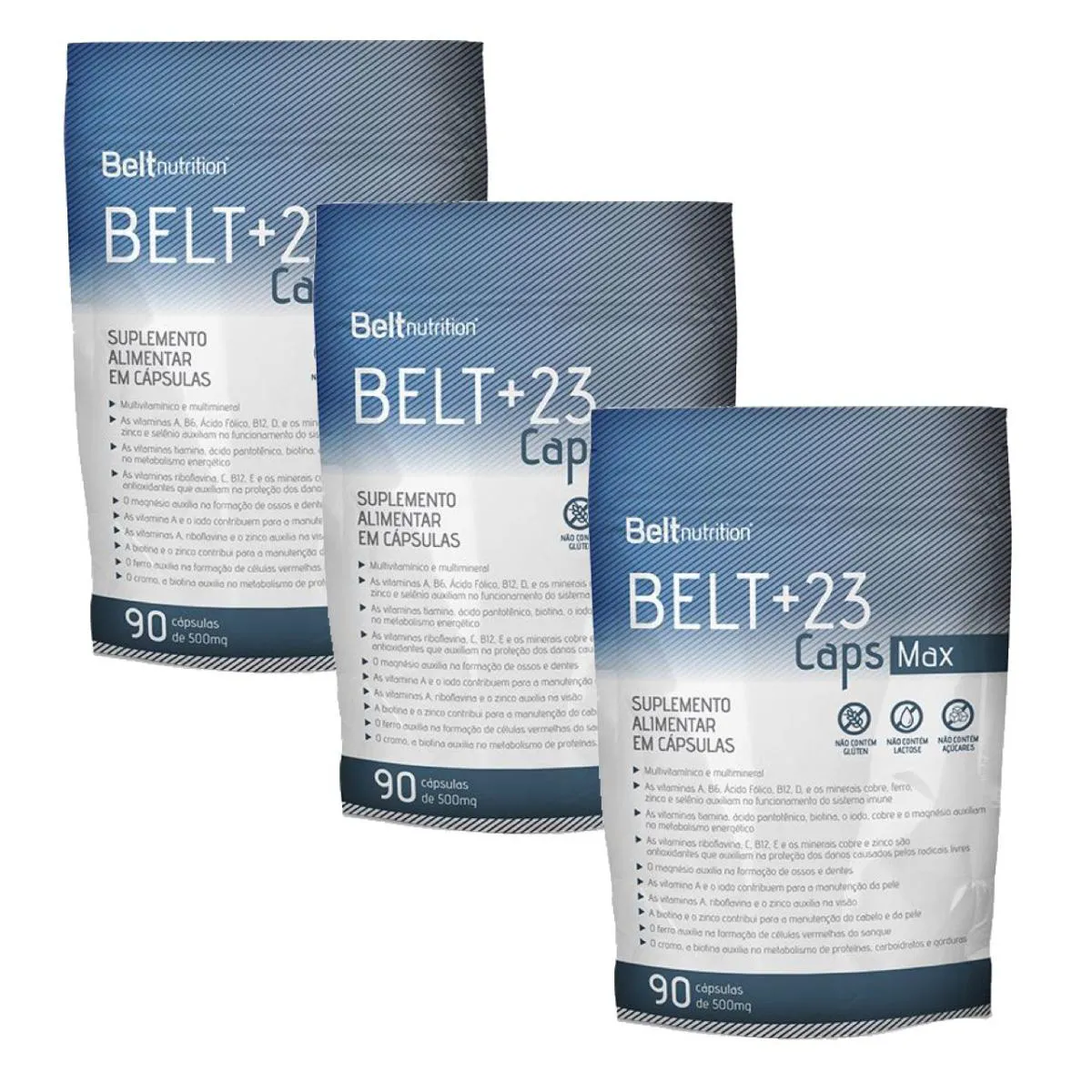 3x Belt +23 cápsulas Max Pacote-multivitamínico-90 Cápsulas.