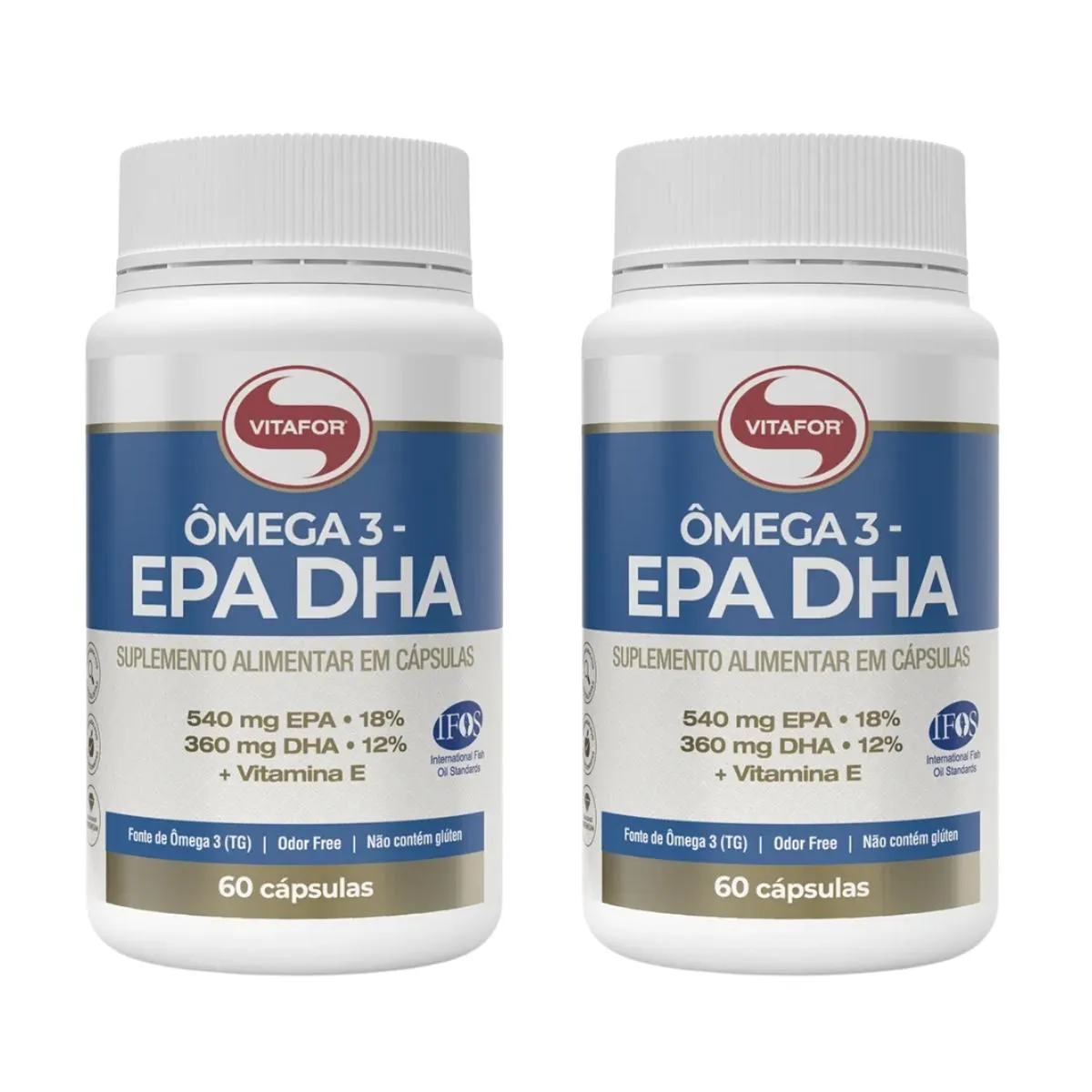 Kit 2 Ômega 3 Dha 540mg Epa 360mg Vitamina e 60 cápsula Vitafor