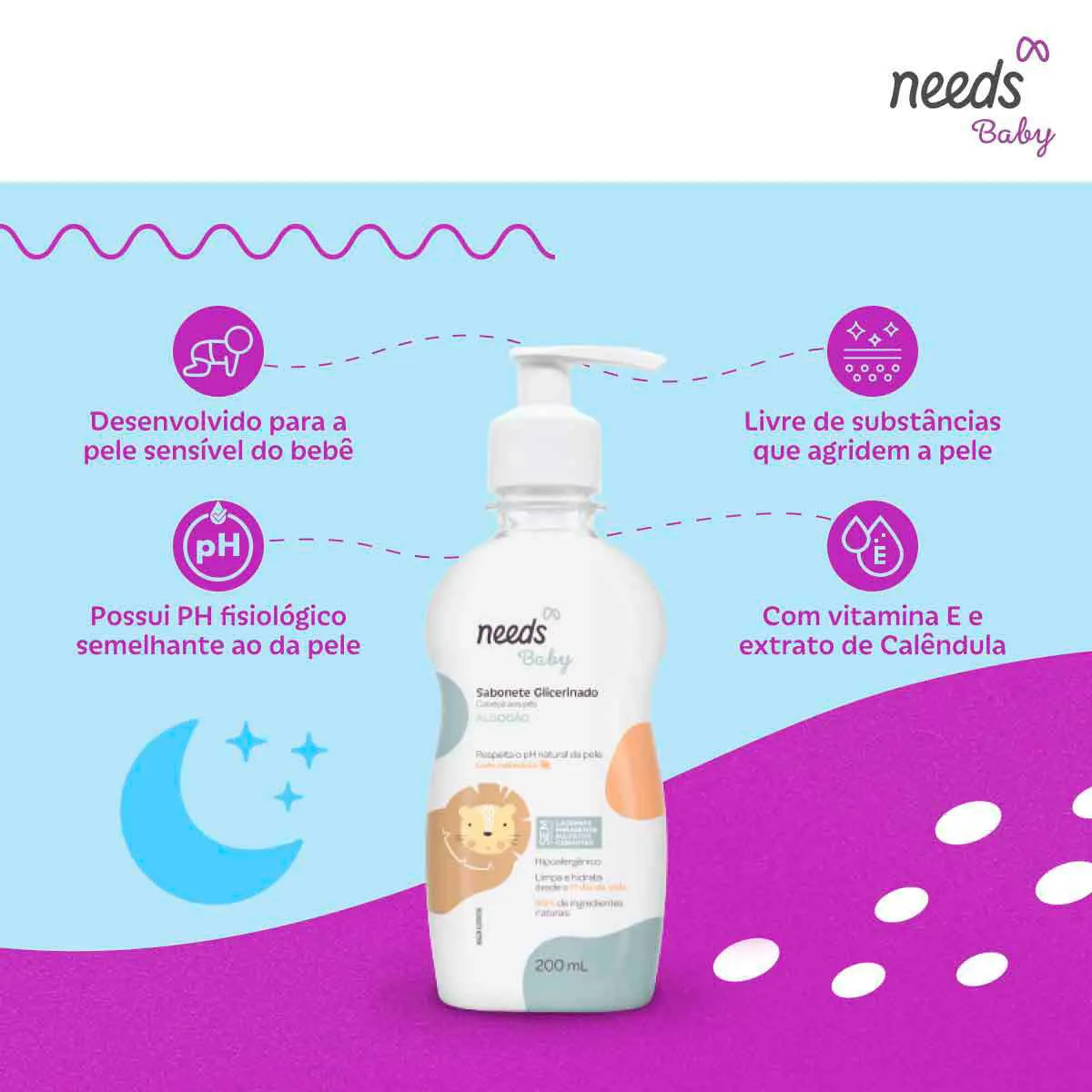 Sabonete de Glicerina Líquido Needs Baby Algodão 200ml
