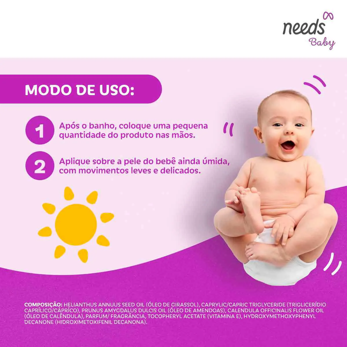 Óleo Hidratante Corporal Infantil Needs Baby Algodão 200ml