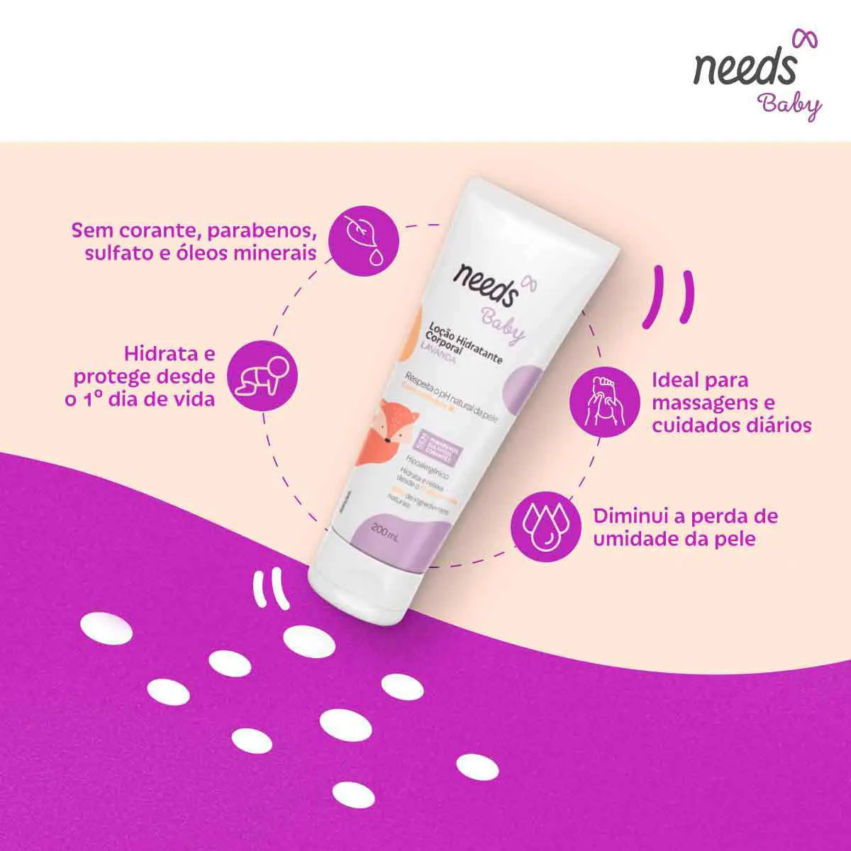 Hidratante Corporal Infantil Needs Baby Lavanda 200ml