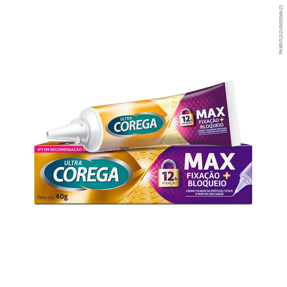 Creme Fixador de Dentadura Ultra Corega Max Fixação + Bloqueio Sem Sabor 40g