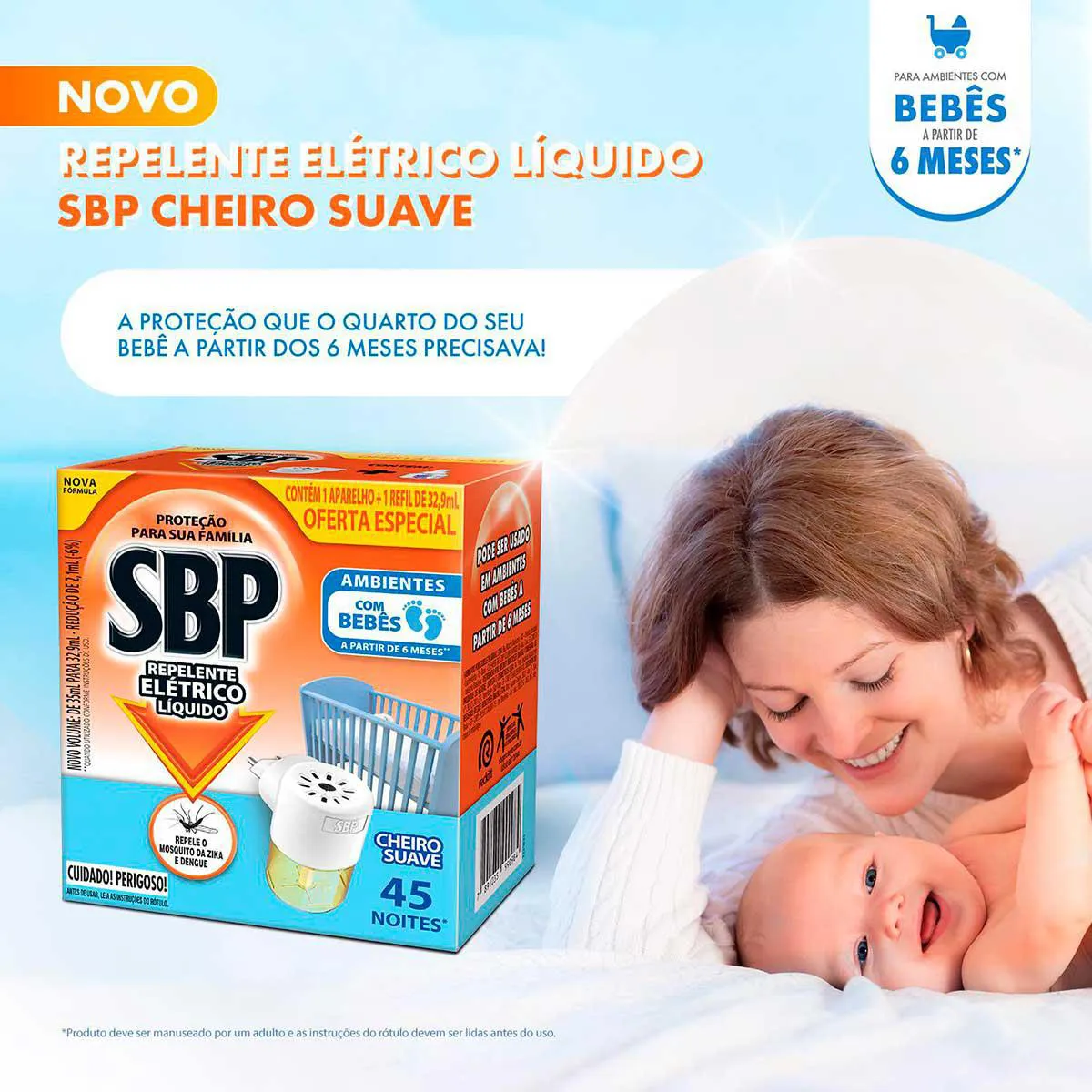 Repelente de Tomada SBP 45 Noites Cheiro Suave + Refil 35ml