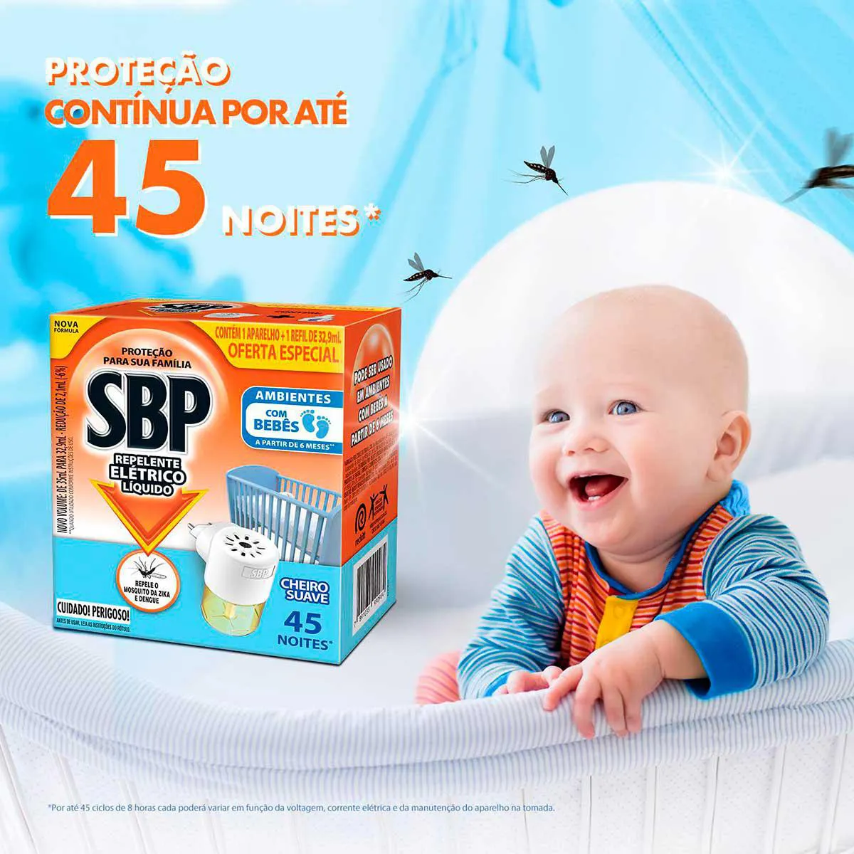 Repelente de Tomada SBP 45 Noites Cheiro Suave + Refil 35ml