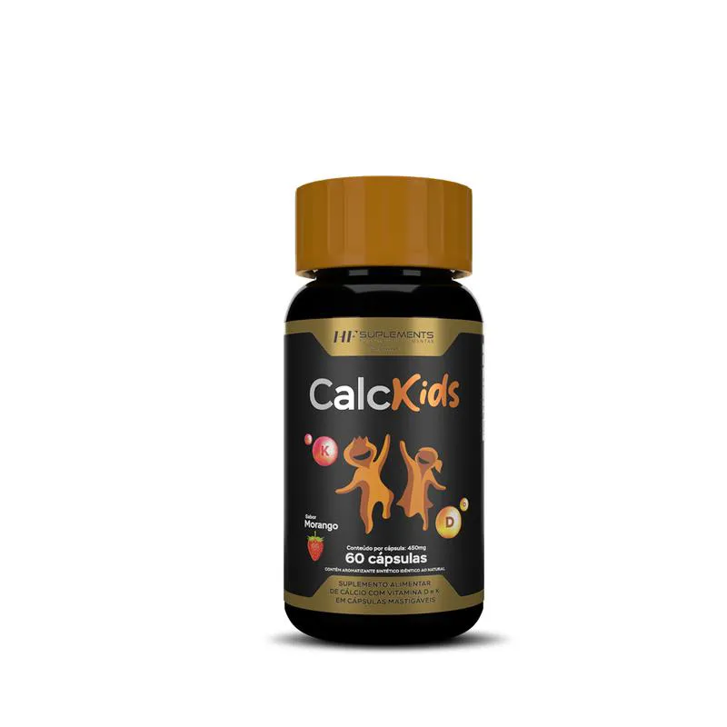 Calcio Kids 60 cápsulas Mastigavel Sabor Morango Hf Suplements