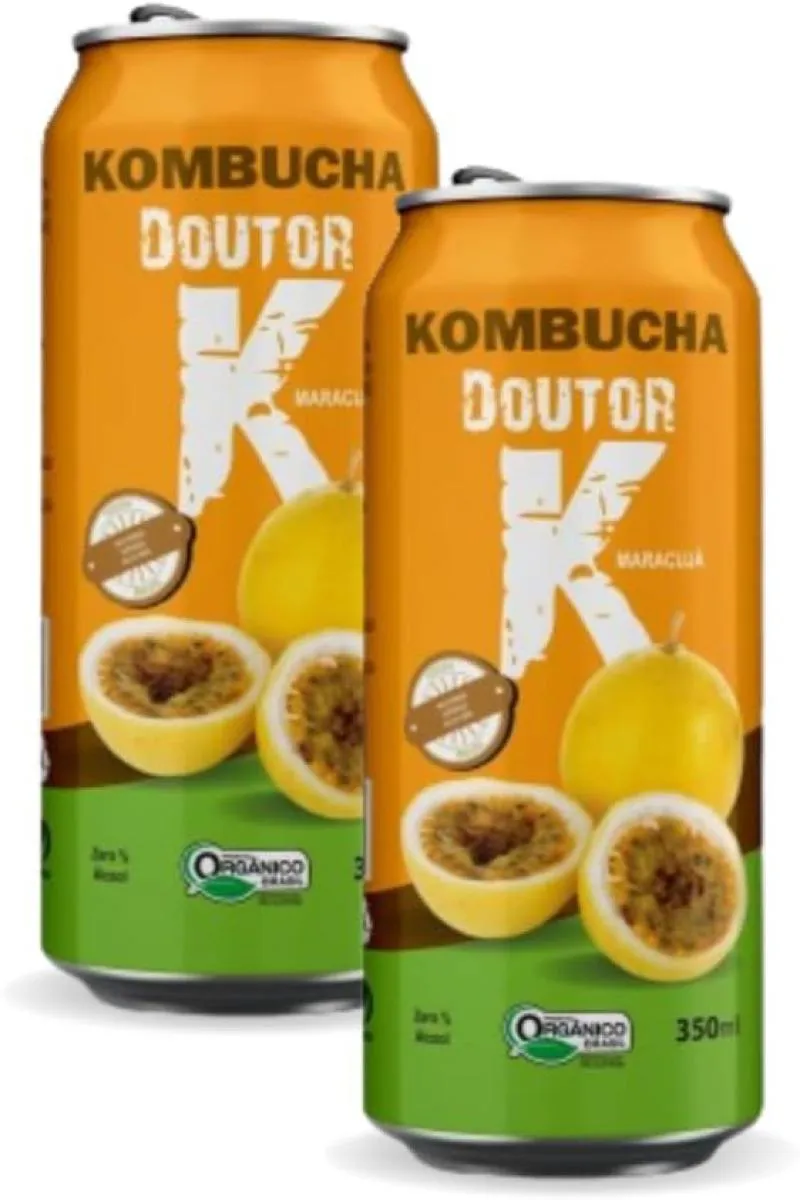 Kit com 02 - Kombucha Orgânica Sabor Maracujá 350ml Drk