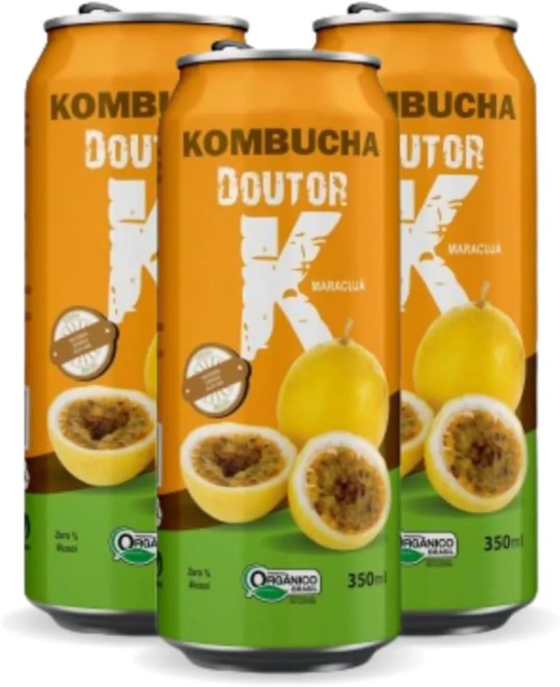 Kit com 03 - Kombucha Orgânica Sabor Maracujá 350ml Drk