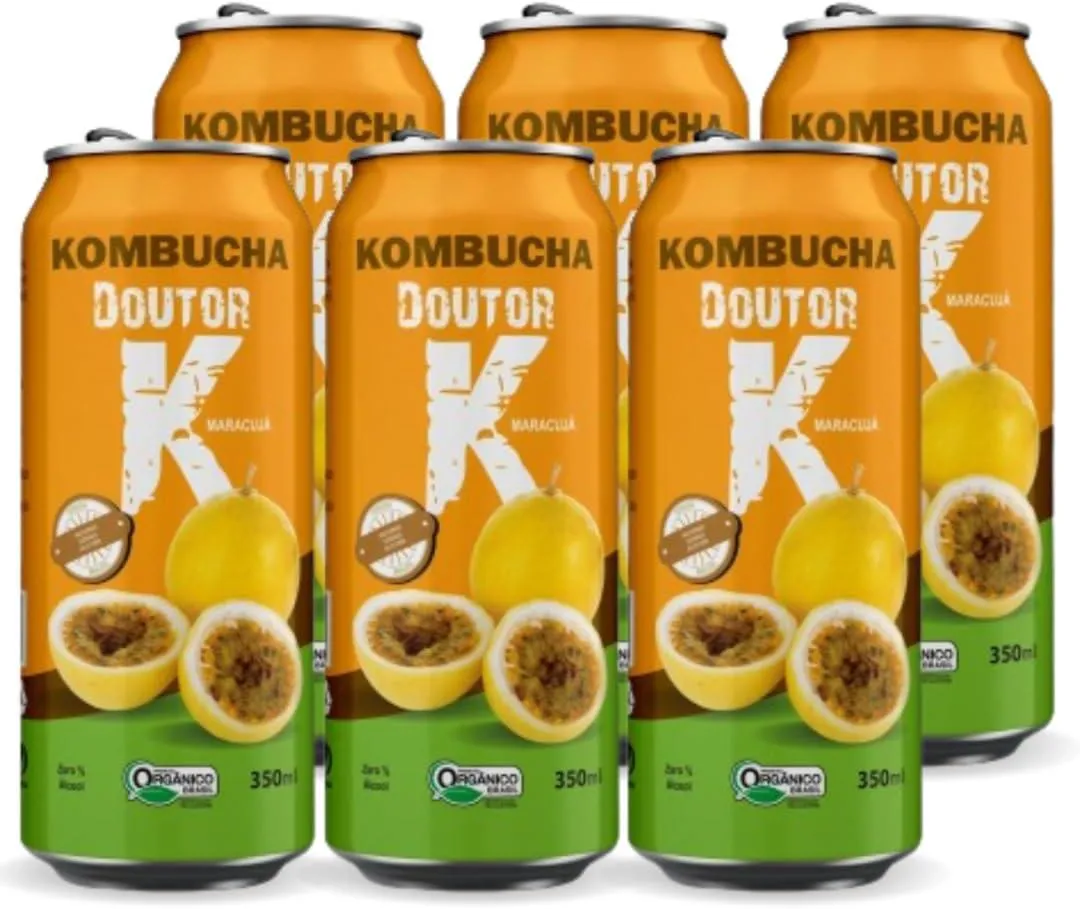 Kit com 06 - Kombucha Orgânica Sabor Maracujá 350ml Drk
