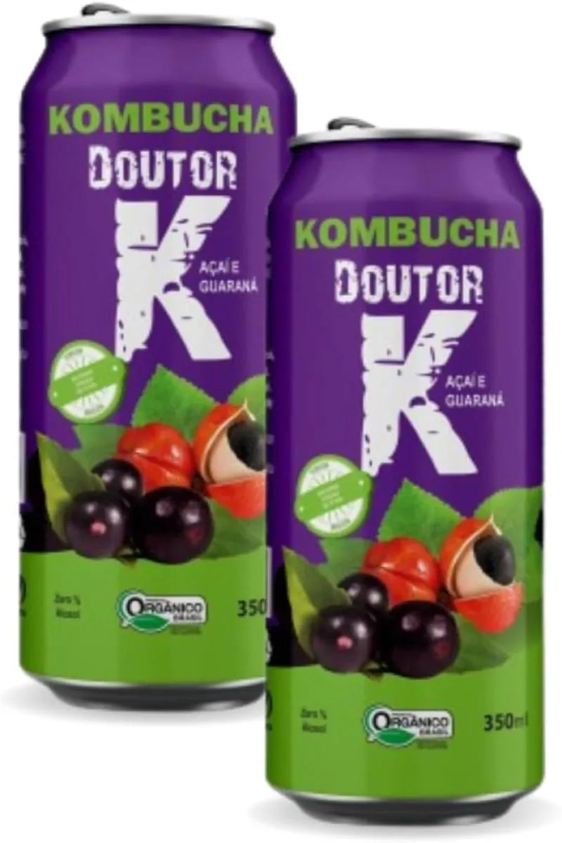 Kit com 02 -kombucha Orgânica Sabor Açaí e Guaraná 350ml Drk