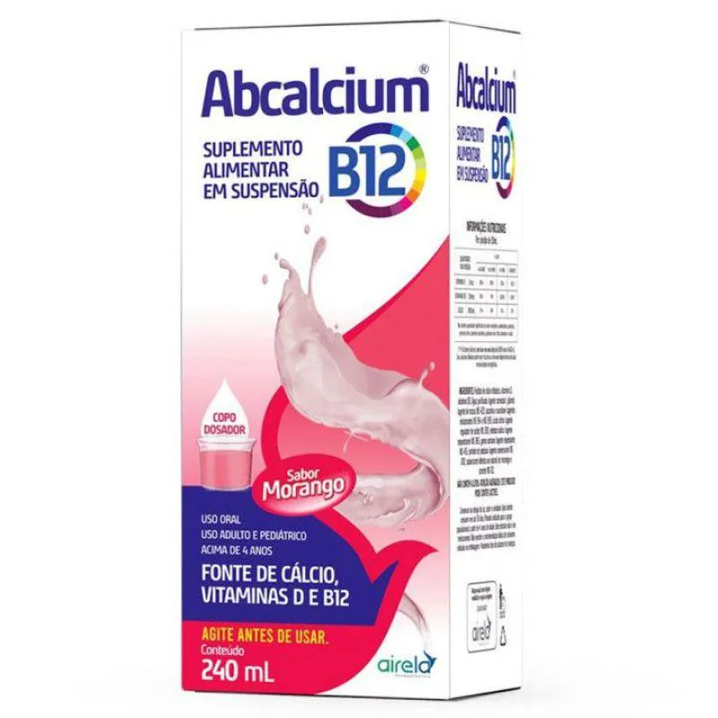 Abcalcium B12 Cálcio Vitaminas D B12 240 Ml Airela