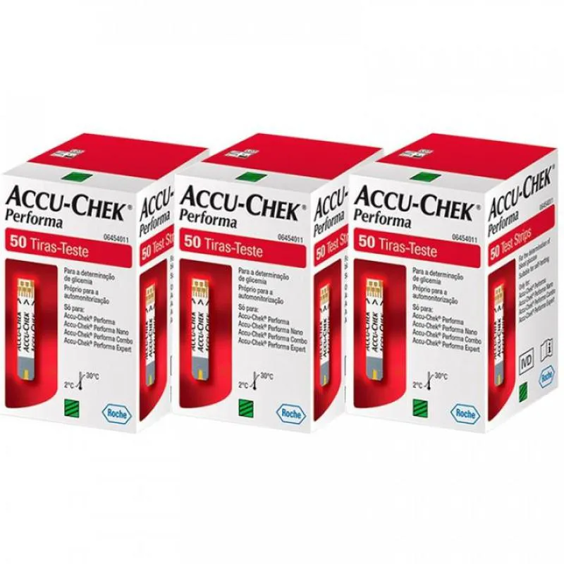 Kit 3x Tiras Accu Chek Performa C 50 Tiras Reagentes Roche