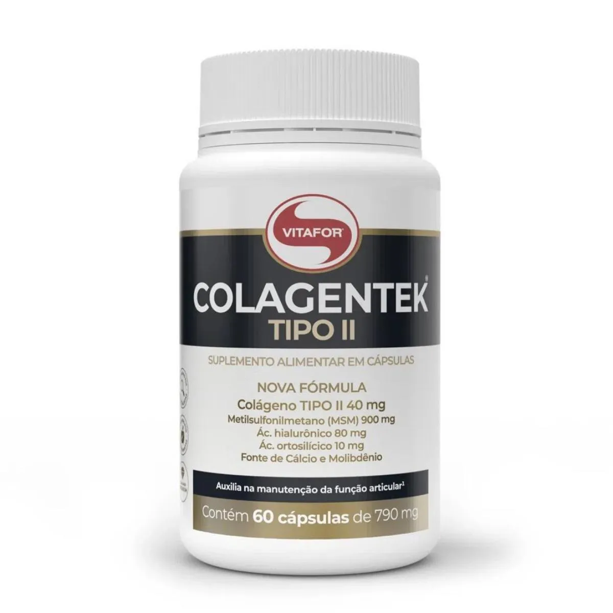 Colagentek Colágeno Tipo 2  Ácido Hialurônico Vitafor