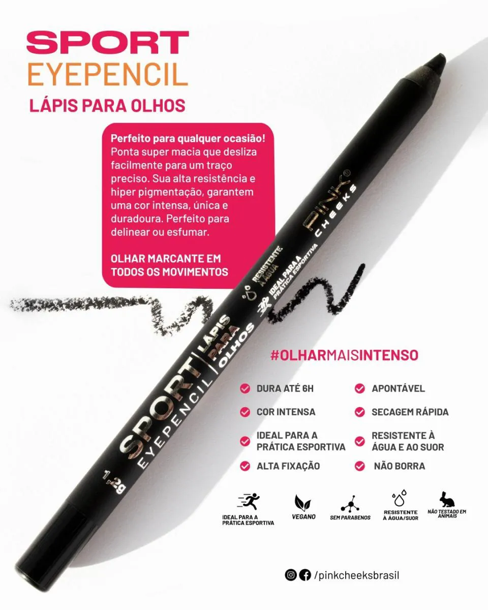 Lápis De Olhos Sport Eyepencil Preto 1,2g - Pink Cheeks