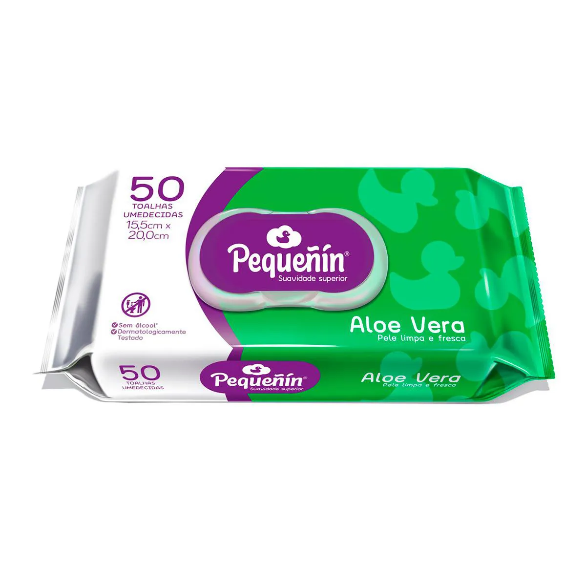 Lenço Umedecido Pequeñin Aloe Vera Sem Álcool 50 unidades