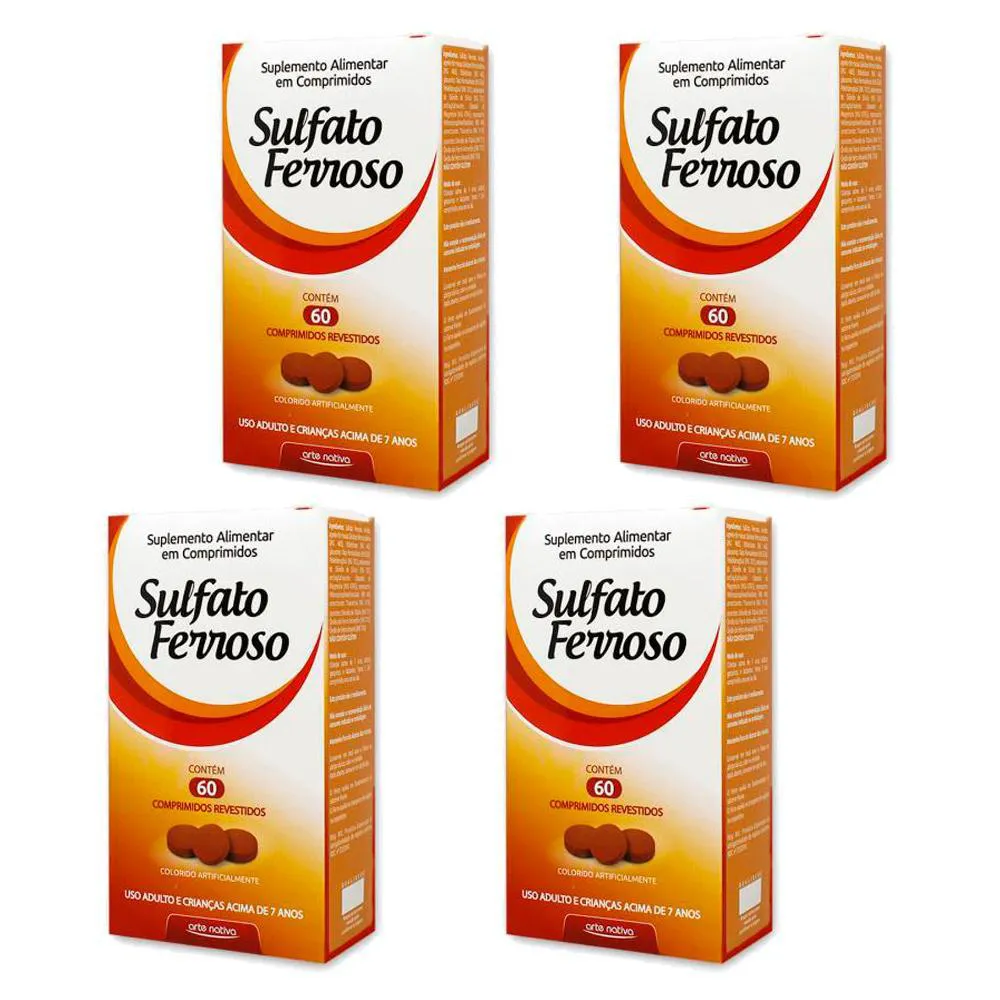 Kit 4x Sulfato Ferroso 60 Cp Arte Nativa