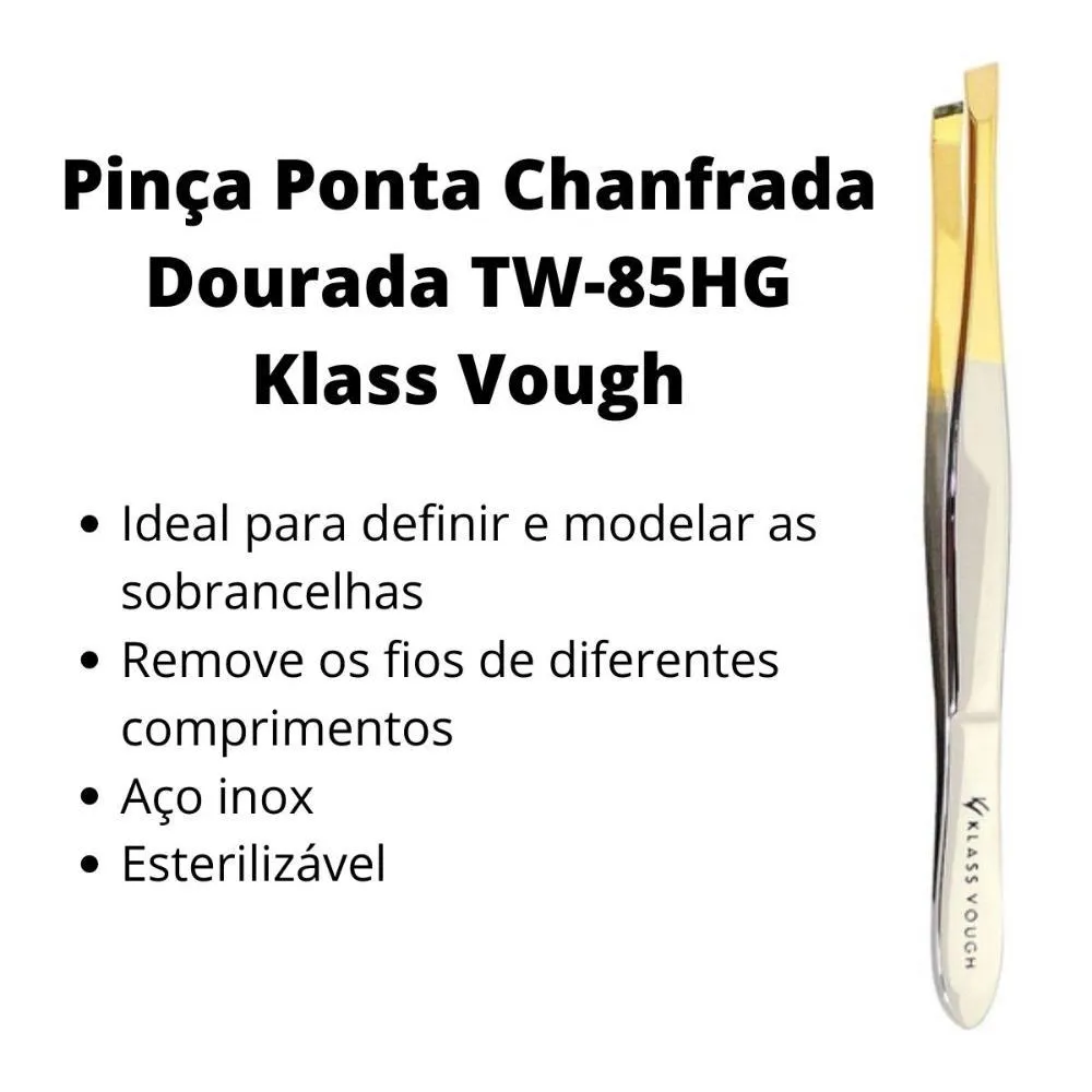 Klass Vough Pinça Ponta Chanfrada Dourada Tw-85hg