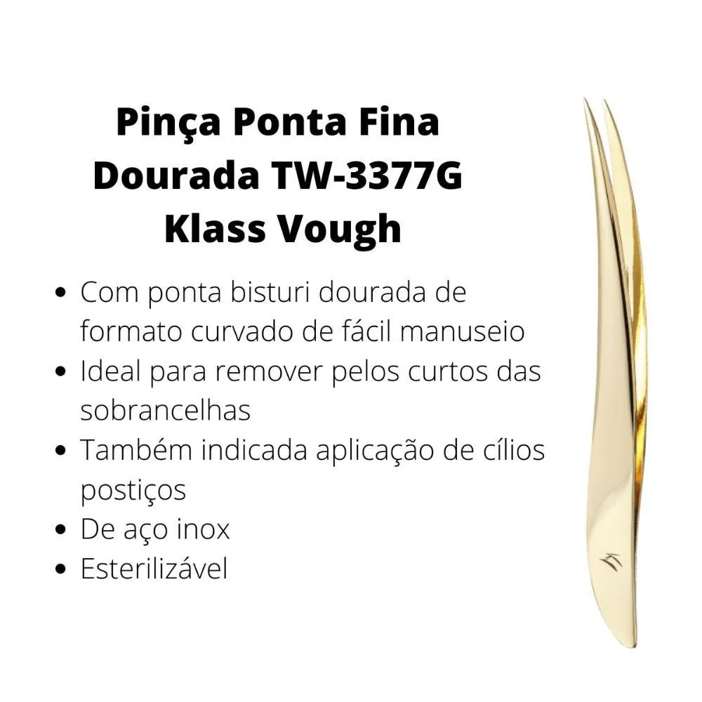 Klass Vough Pinça Ponta Fina Dourada Tw-3077g