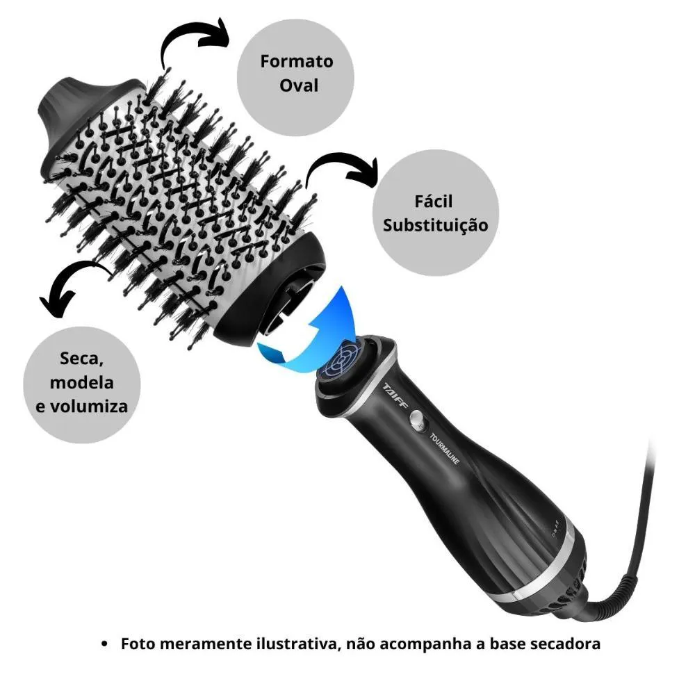 Refil Escova Secadora Taiff Tourmaline Formato Oval