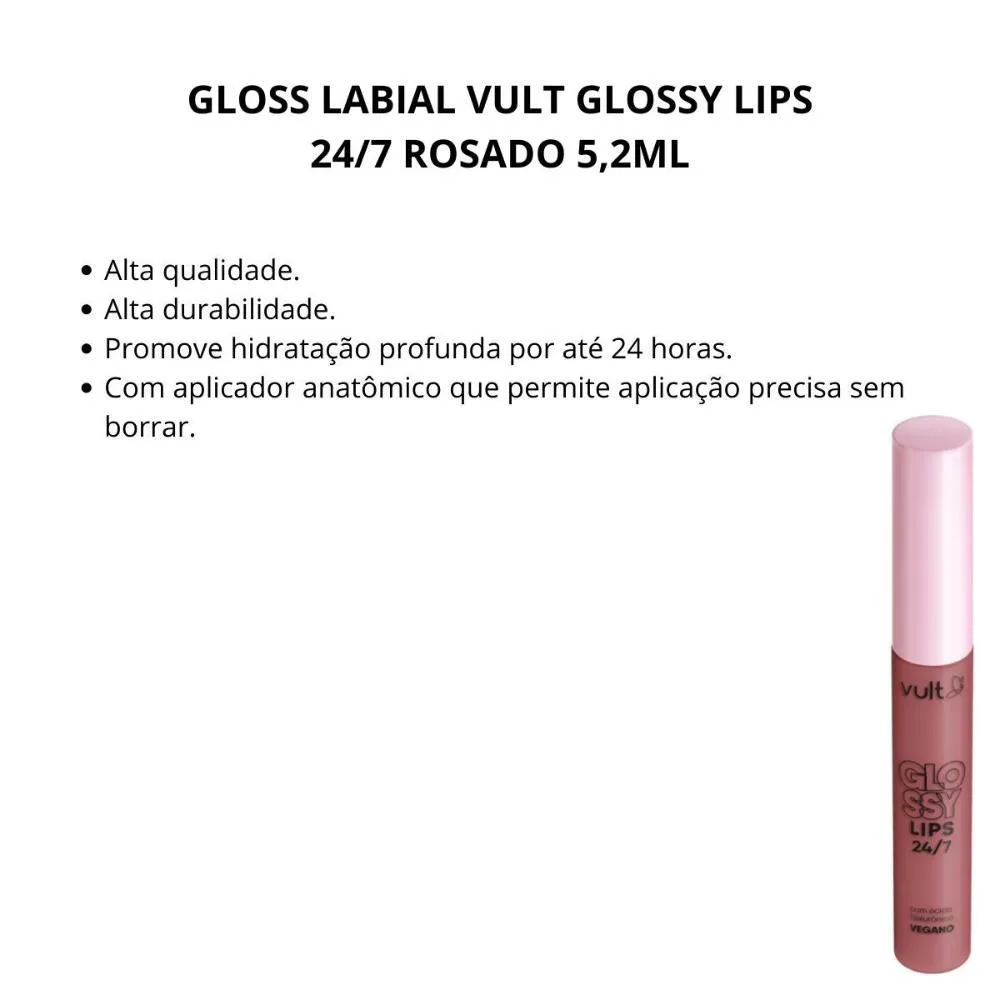 Gloss Labial Vult Glossy Lips 24/7 Rosado 5,2ml