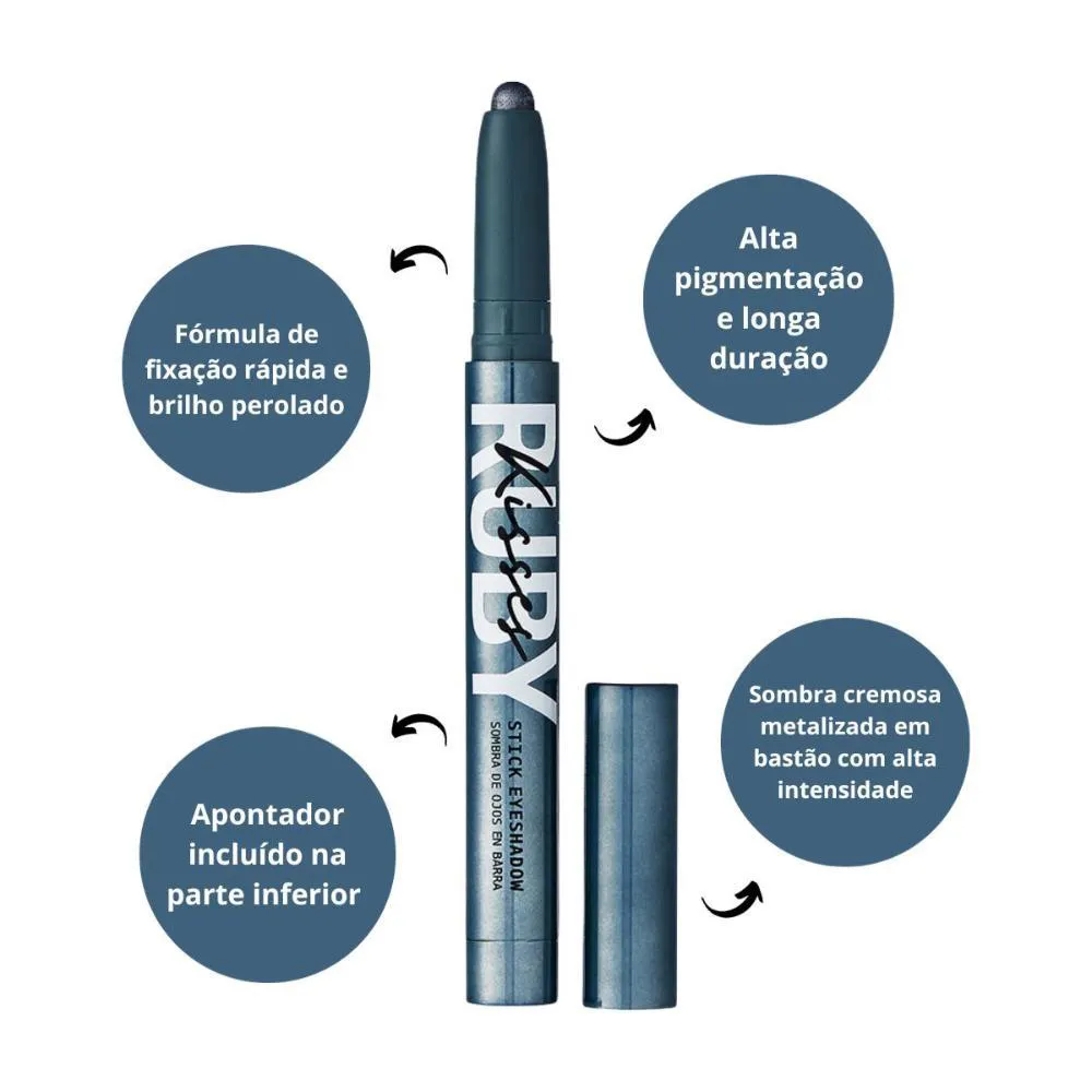 Sombra para Olhos em Barra Ruby Kisses Stick Eyeshadow Titanium Glam 1,4g Rsb06b