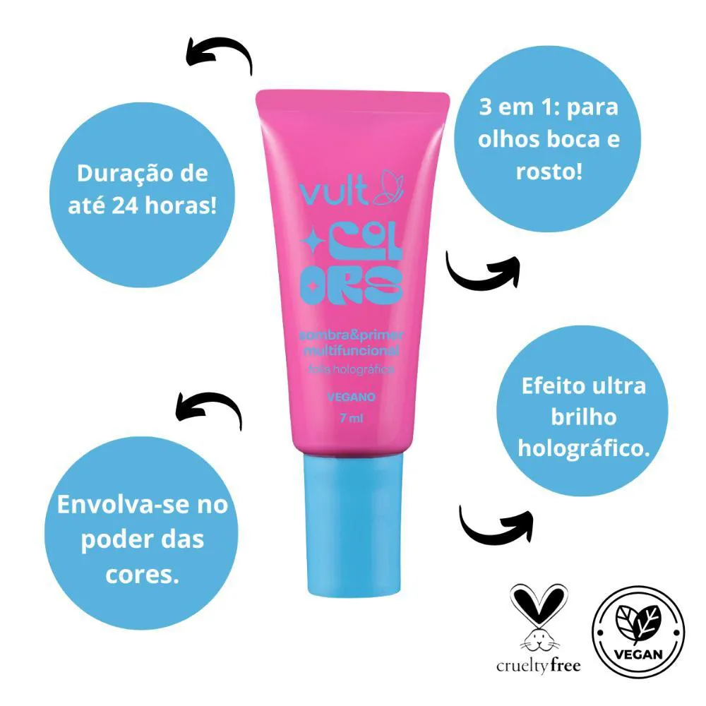 Sombra e Primer Multifuncional Vult Colors Folia Holográfica 7ml