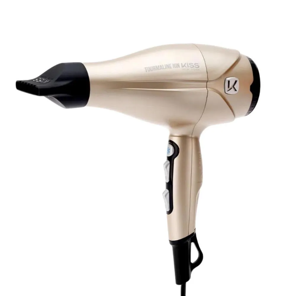 Secador Kiss New York Tourmaline Ion Dourado 2000w 220v Bdp06pbr