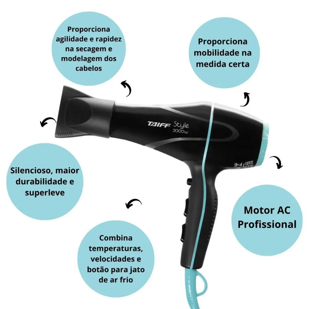Secador Taiff Style Preto 2000w 220v