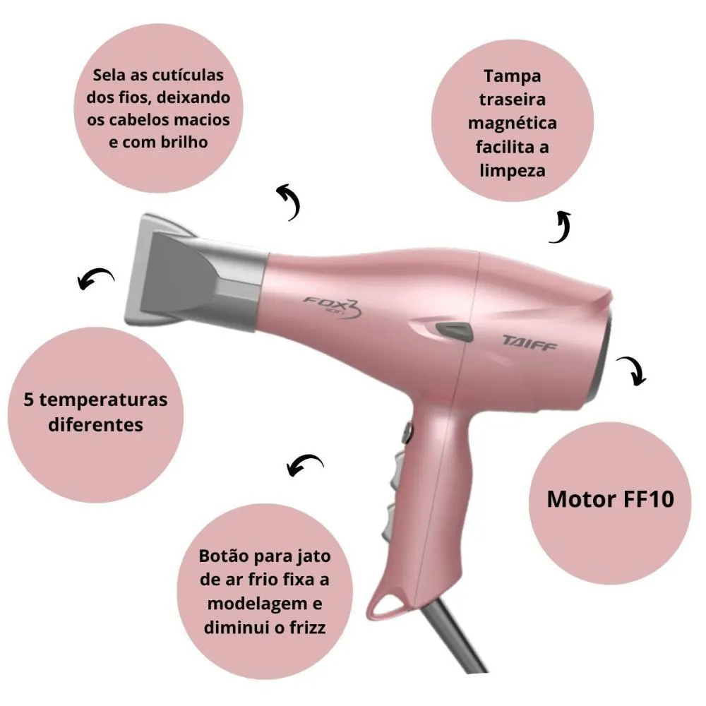 Secador Taiff Fox 3 Soft Rose 2200w 220v