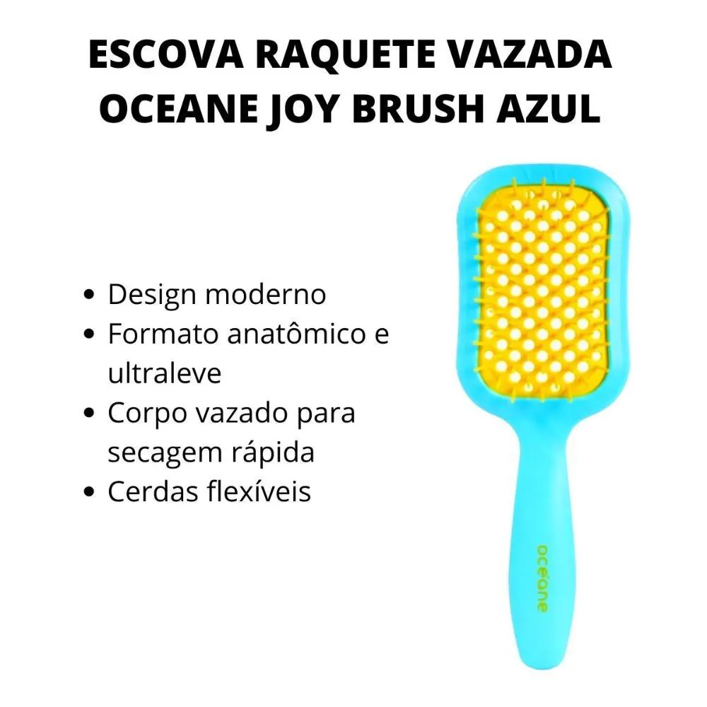 Escova Raquete Vazada Oceane Joy Brush Azul